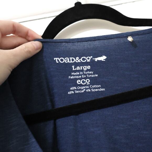 Toad and Co Blue Cue Wrap Long Sleeve Dress L Gorpcore Organic Cotton Eco - Picture 4 of 8